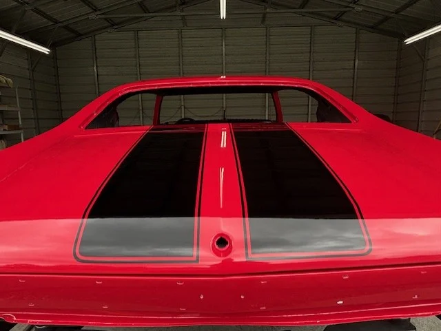 Custom paint color matching on classic muscle car